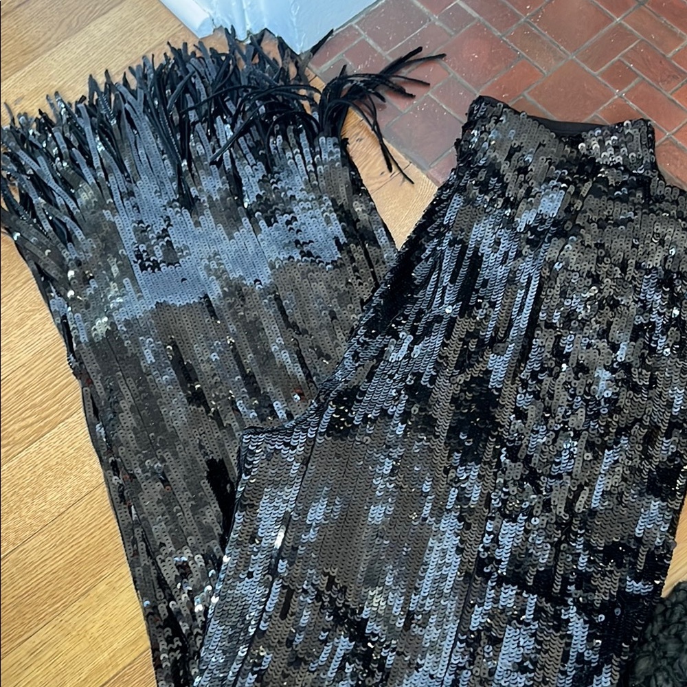 Black Sequin Fringe pants